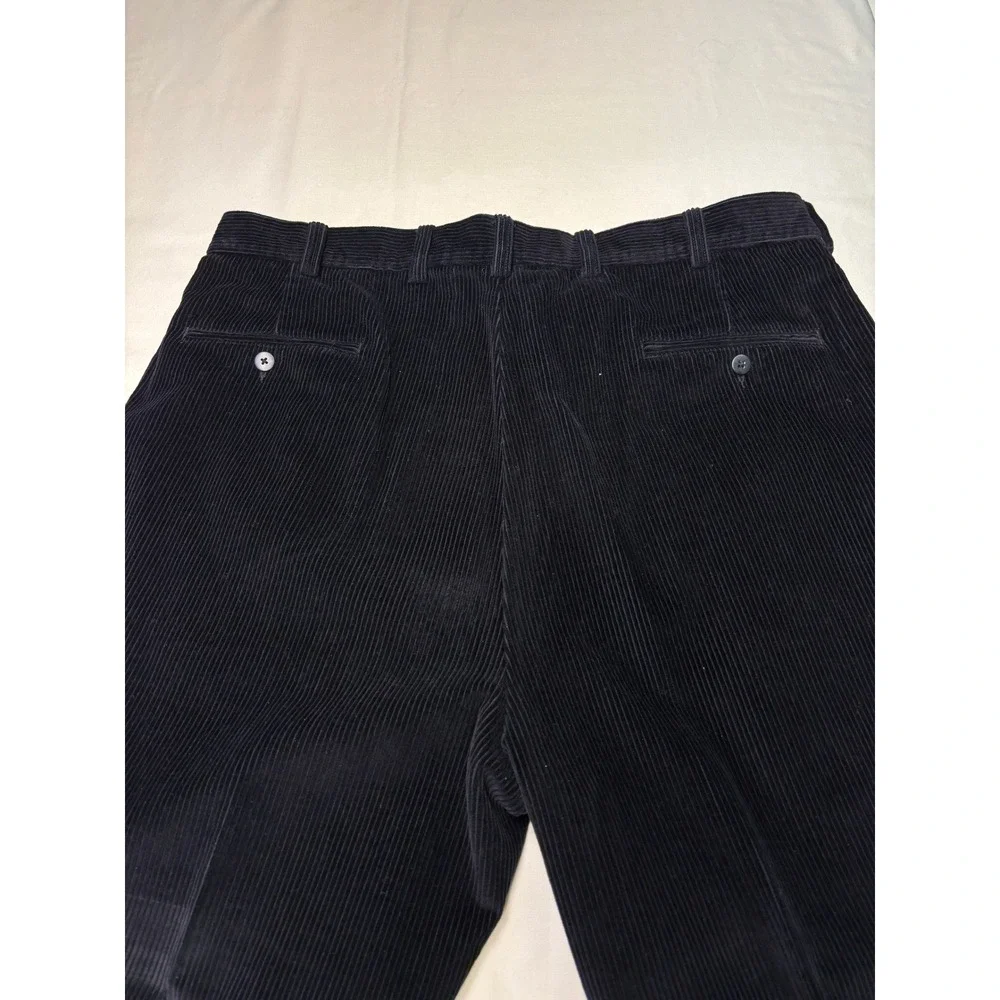 Jos. A. Bank Mens‎ Black Corduroy Pleated Cuffed Trousers 42x26 Wide Wale Cotton